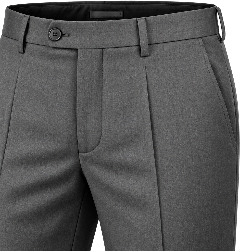 Tailored Grey Wool-Blend Trousers | VOUNKINS