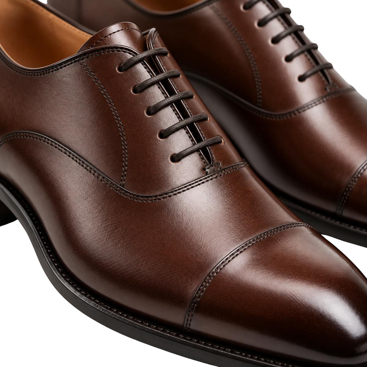 Polished Brown Leather Oxford Shoes | VOUNKINS