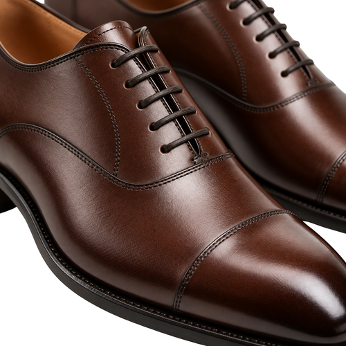 Polished Brown Leather Oxford Shoes | VOUNKINS