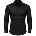 Tailored Black Cotton Dress Shirt | VOUNKINS