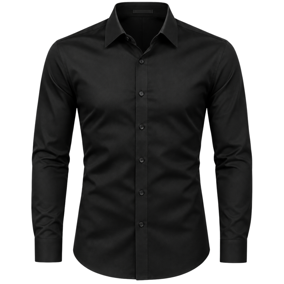 Tailored Black Cotton Dress Shirt | VOUNKINS