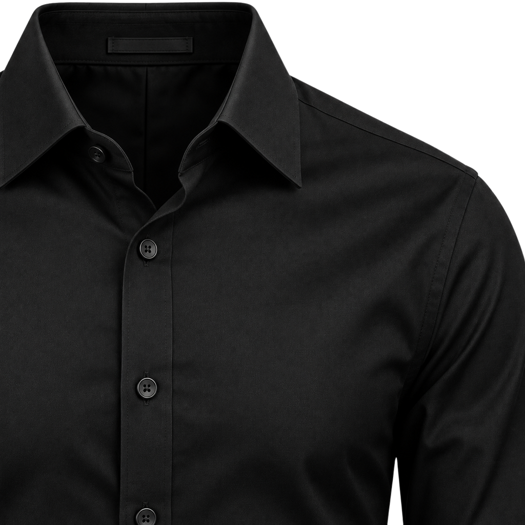 Tailored Black Cotton Dress Shirt | VOUNKINS